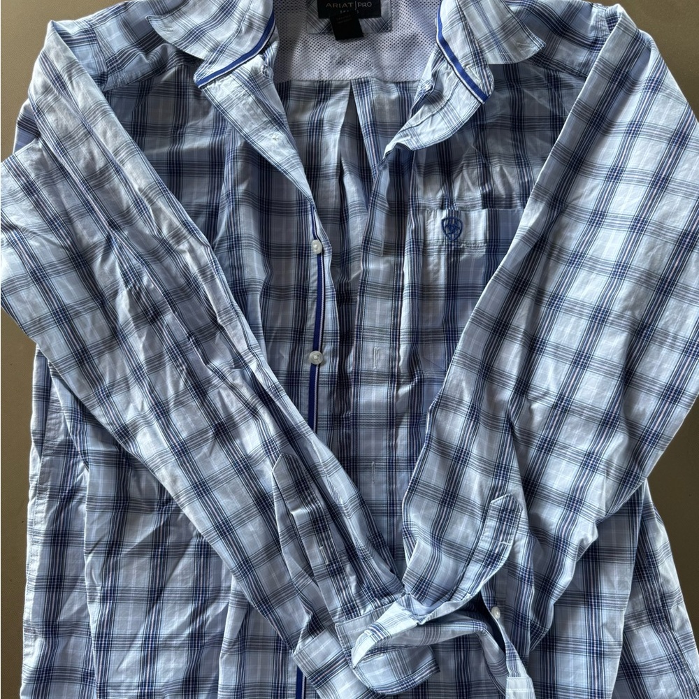 Ariat Pro Series Blue and White Plaid Shirt